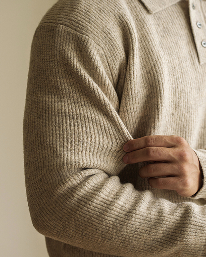 Maglione Polo Uomo in Maglia Maniche Lunghe Elegante