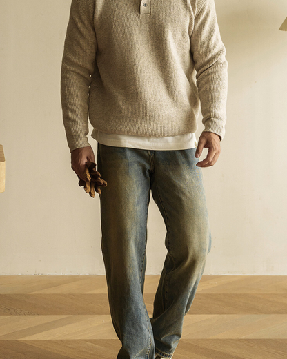 Maglione Polo Uomo in Maglia Maniche Lunghe Elegante