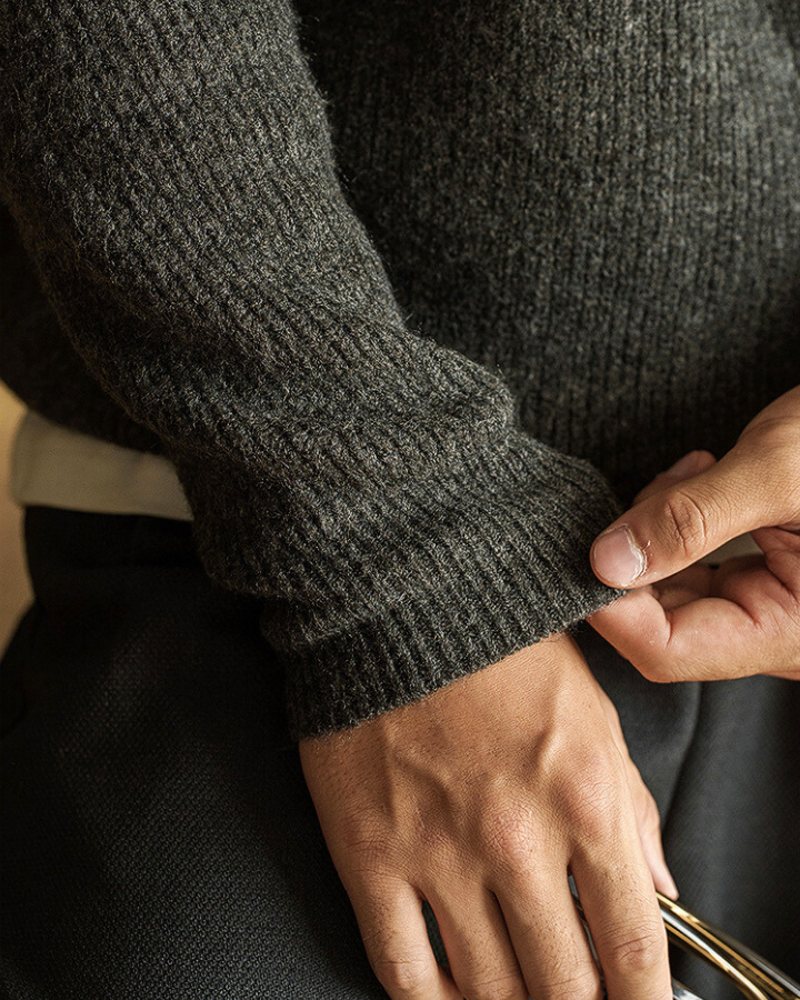 Maglione Polo Uomo in Maglia Leggera Maniche Lunghe