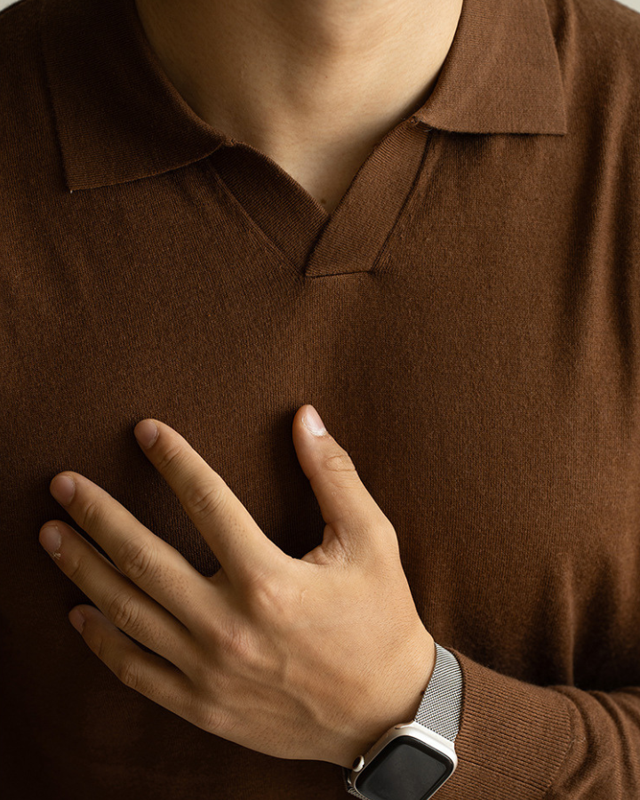 Polo Uomo Maniche Lunghe in Maglia Pregiata Elegante