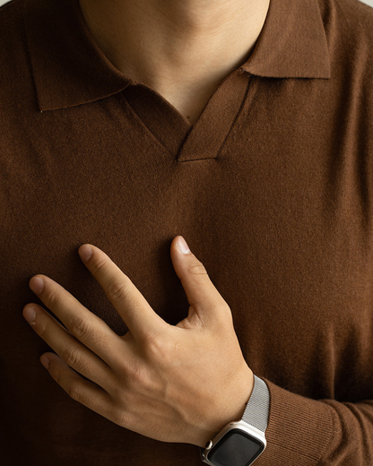 Polo Uomo Maniche Lunghe in Maglia Pregiata Elegante