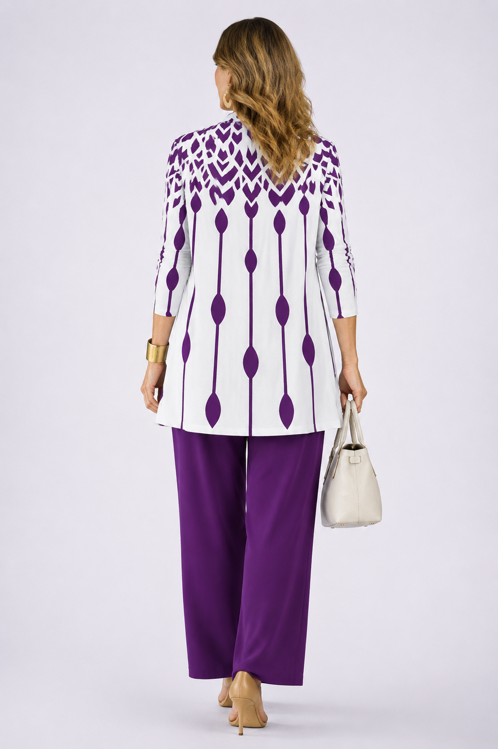 Eliana | Completo Donna 3 Pezzi Viola e Bianco