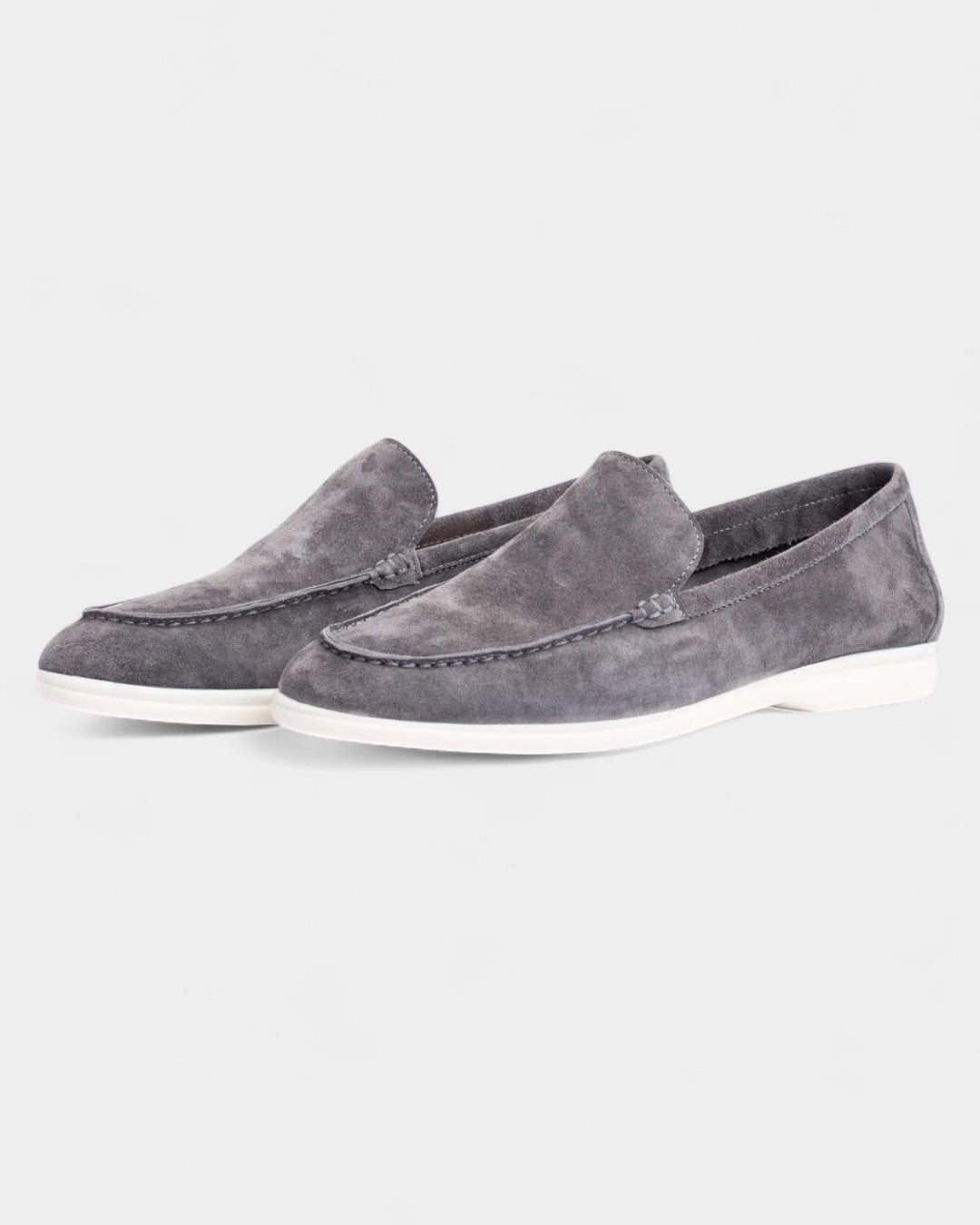 Mocassini Uomo in Camoscio Slip-On Profilo Basso Suola Bianca