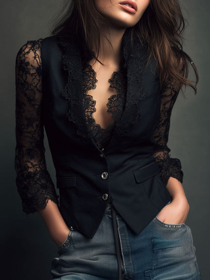 Teresa | Blazer Donna Strutturato con Maniche Semitrasparenti