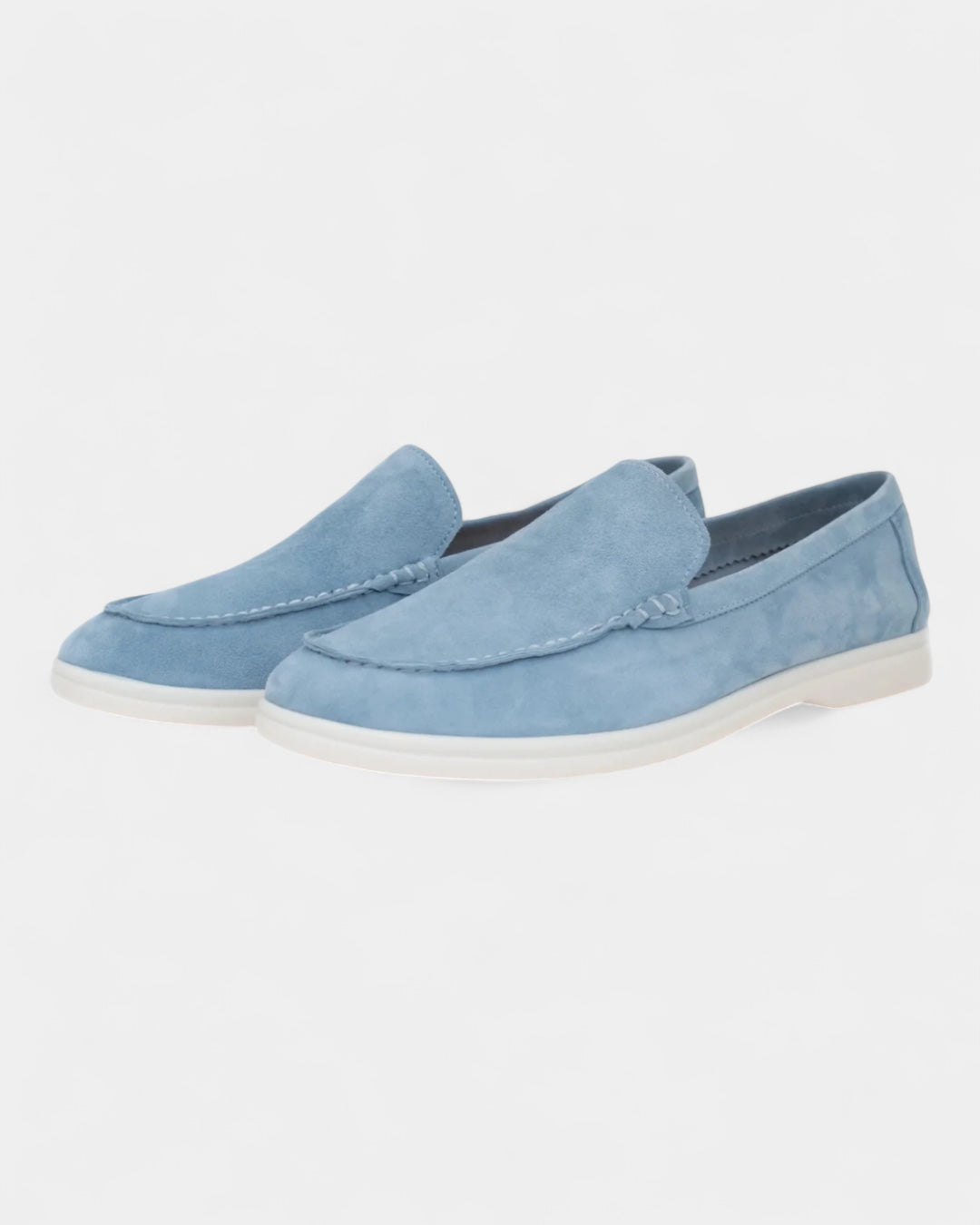 Mocassini Uomo in Camoscio Slip-On Profilo Basso Suola Bianca