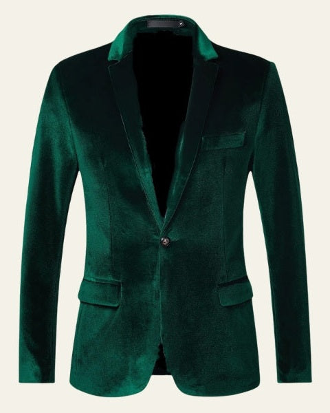 Blazer Uomo Effetto Velluto con Bottone Unico
