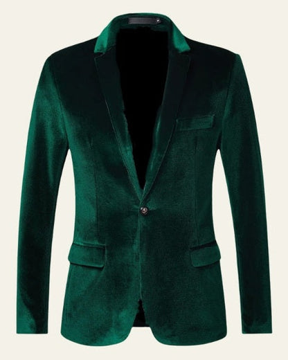 Blazer Uomo Effetto Velluto con Bottone Unico