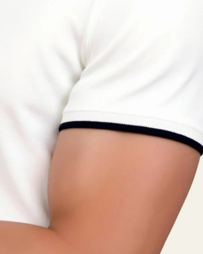 Polo Uomo con Zip a Metà Dettaglio a Contrasto Texture Liscia