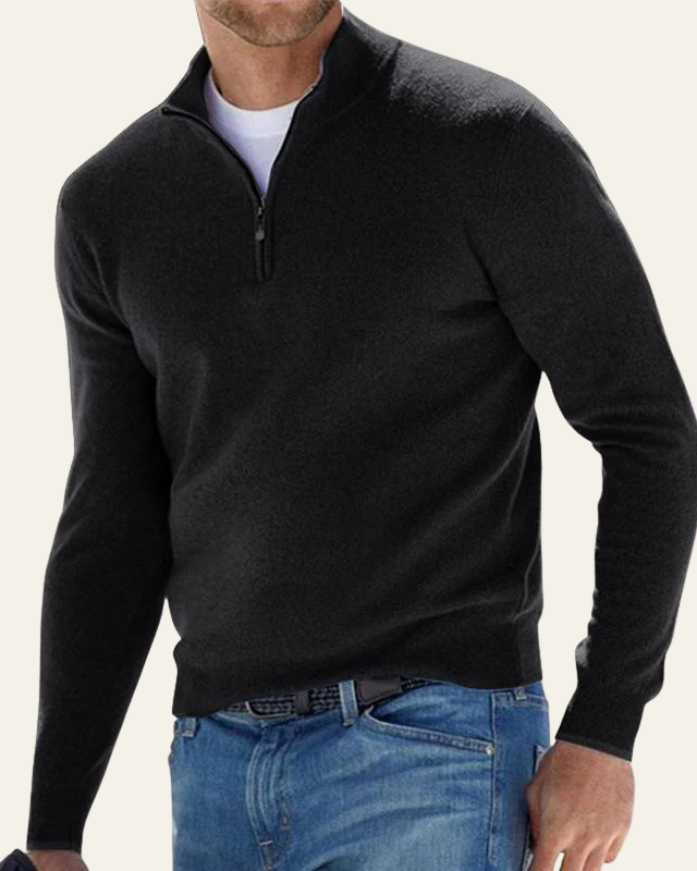 Maglione Uomo con Cerniera a Metà Raffinatezza Sobria Versatile