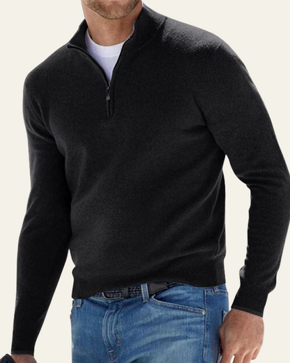 Maglione Uomo con Cerniera a Metà Raffinatezza Sobria Versatile