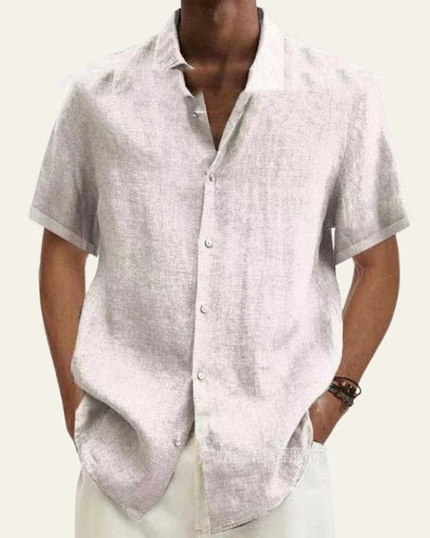 Camicia Uomo Maniche Corte Leggera in Lino Ecologico Estiva
