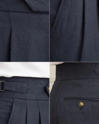 Pantaloni Uomo a Pieghe in Lino e Cotone Traspiranti Comodi