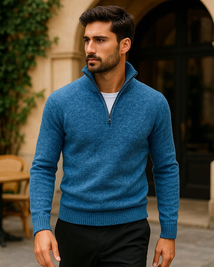 Maglione Uomo Testurizzato con Zip a Metà Texture Raffinata