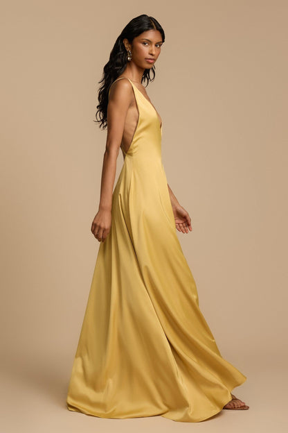 Abito Lungo Donna con Scollo a V Profondo