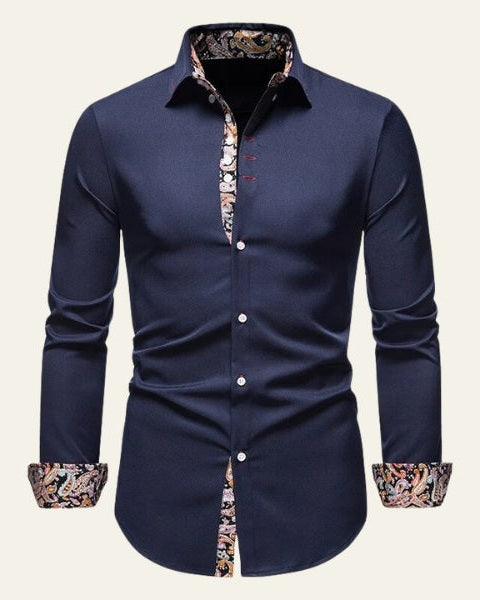 Camicia Uomo a Bottoni Bordo a Contrasto Sartoriale