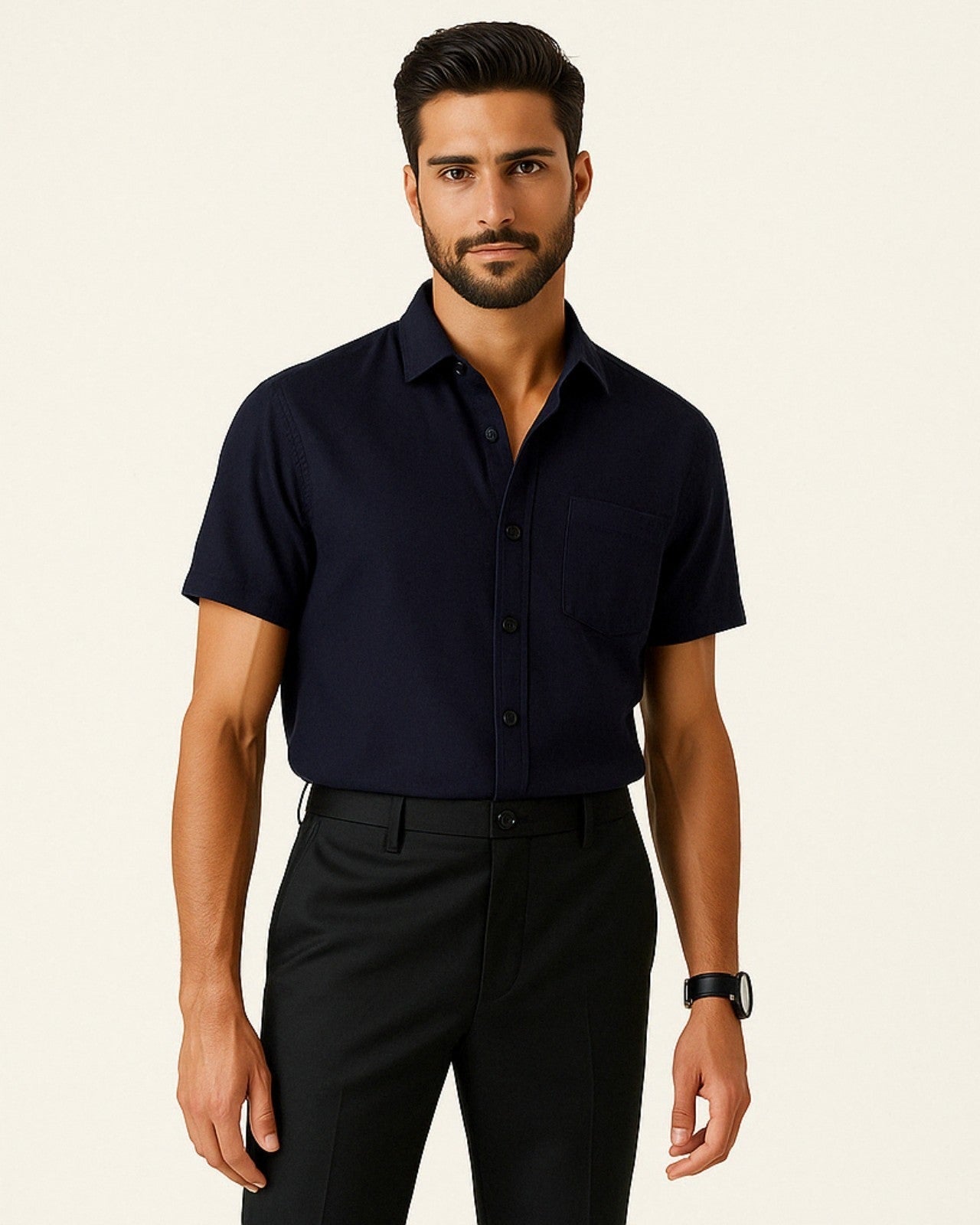 Camicia Uomo da Sera Misto Poliestere Lino Caduta Elegante