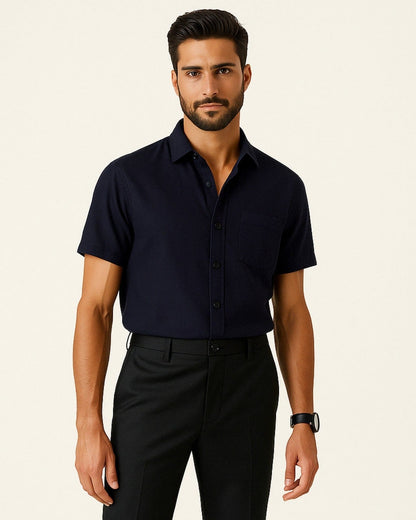 Camicia Uomo da Sera Misto Poliestere Lino Caduta Elegante