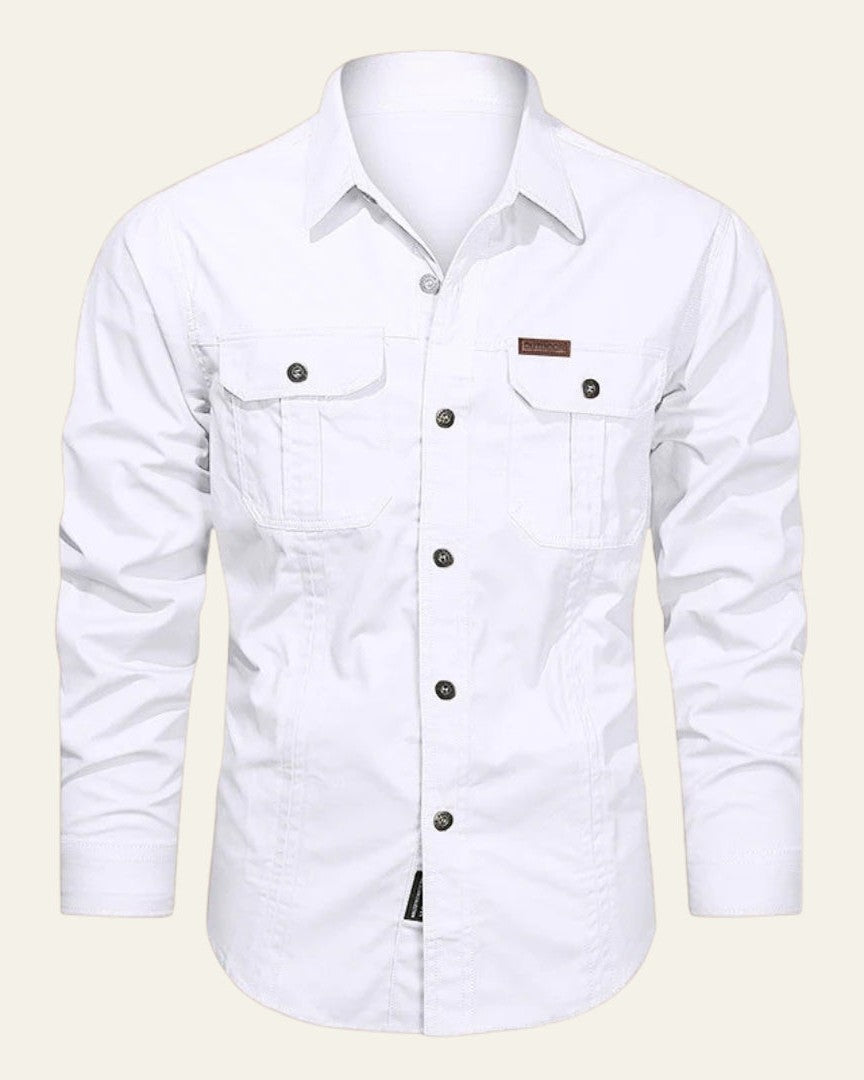 Camicia Uomo con Tasche sul Petto Trama Strutturata Curata