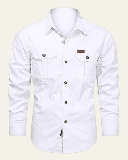 Camicia Uomo con Tasche sul Petto Trama Strutturata Curata