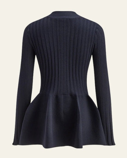 Cardigan Donna in Maglia a Coste con Peplo
