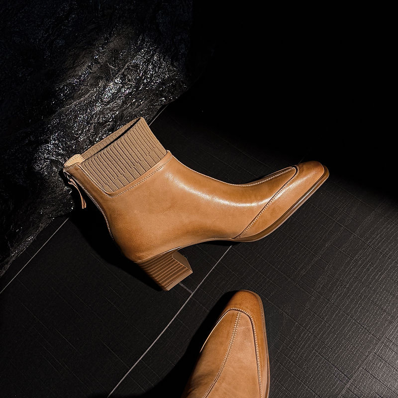 Nicoletta | Stivaletti Donna in Pelle Autentica a Punta Quadrata