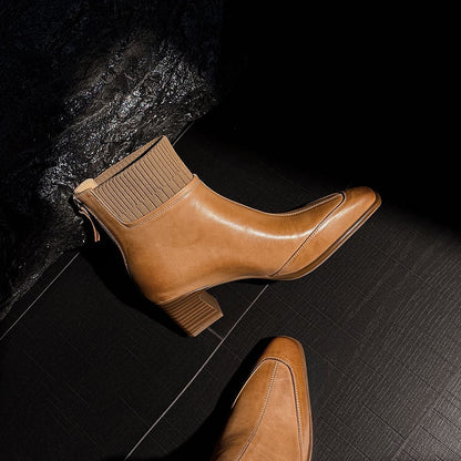 Nicoletta | Stivaletti Donna in Pelle Autentica a Punta Quadrata