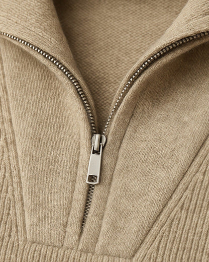 Maglione Uomo in Cashmere con Zip Texture Morbida Raffinata