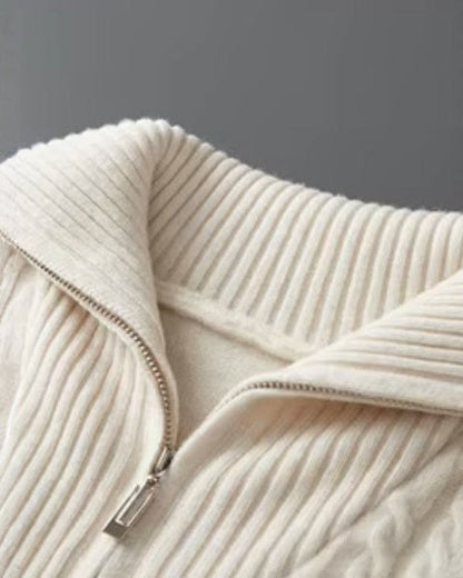 Maglione Uomo in Lana Merino con Zip a Metà Mano Setosa