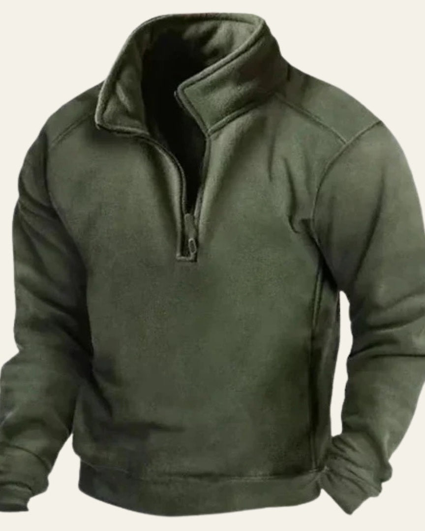 Maglione Uomo con Zip a Metà Texture Fleece Leggera Comodo