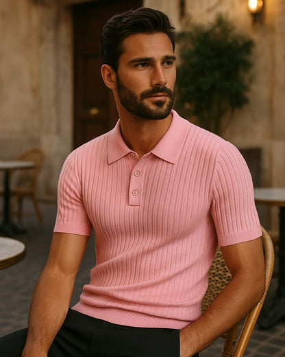 Polo Uomo in Maglia di Viscosa Leggera Fresca Caduta Impeccabile