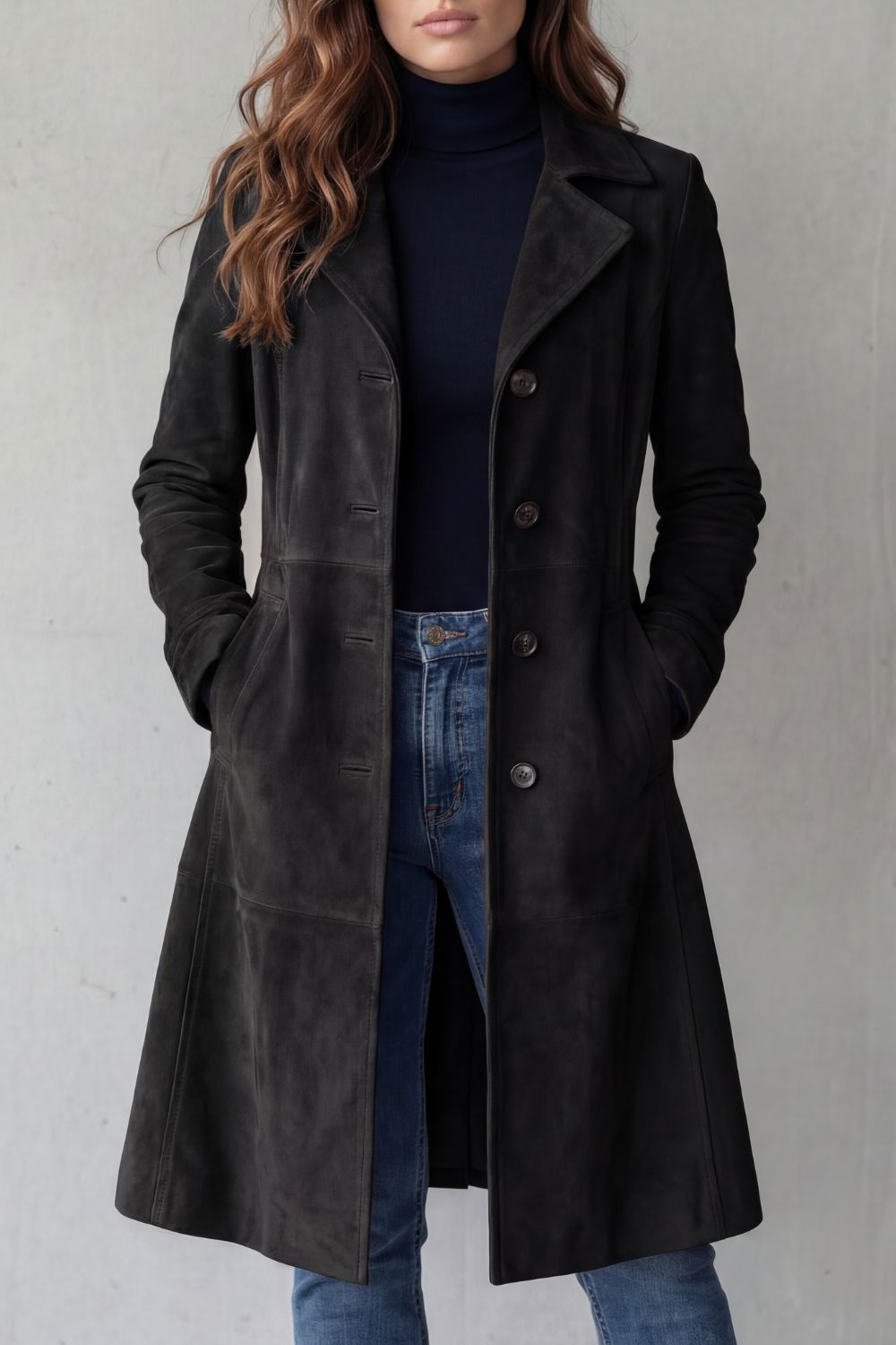 Ornella | Cappotto Lungo Donna Effetto Camoscio