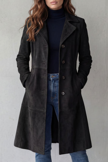 Ornella | Cappotto Lungo Donna Effetto Camoscio
