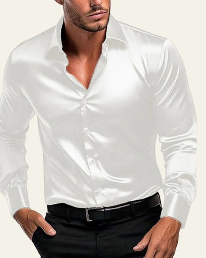 Camicia Uomo Satinata Maniche Lunghe Superficie Lucida