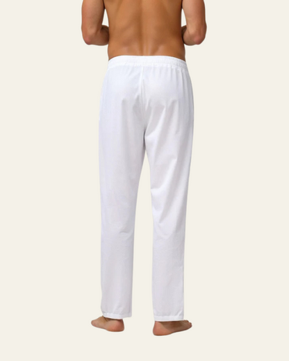 Pantaloni Uomo in Cotone Lino con Coulisse Rilassati Comodi