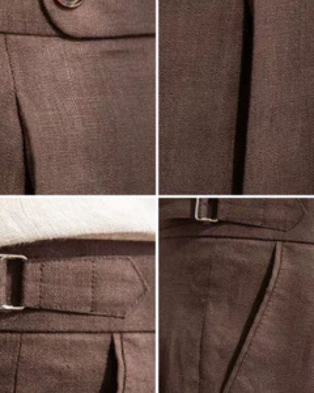 Pantaloni Uomo in Lino con Pieghe Traspiranti Silhouette Estiva
