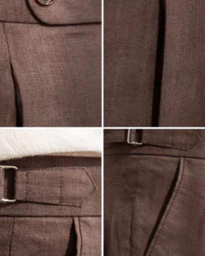 Pantaloni Uomo in Lino con Pieghe Traspiranti Silhouette Estiva
