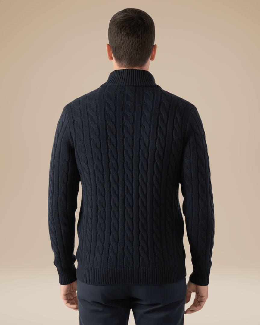 Maglione Uomo a Treccia con Mezza Zip Comfort Versatile