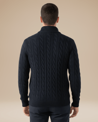 Maglione Uomo a Treccia con Mezza Zip Comfort Versatile