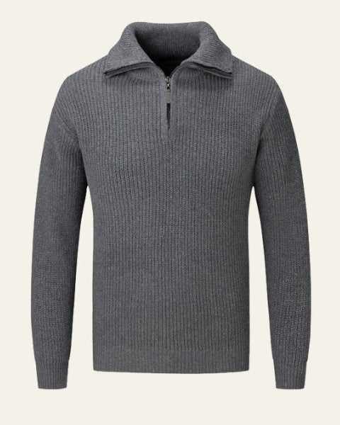 Maglione Uomo Mezza Zip Eleganza Alpina Intreccio Testurizzato