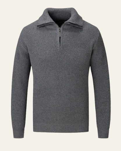 Maglione Uomo Mezza Zip Eleganza Alpina Intreccio Testurizzato