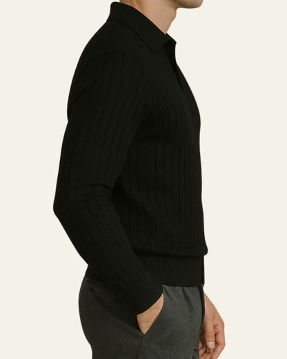 Polo Uomo in Maglia a Coste Aderente Minimalismo Raffinato