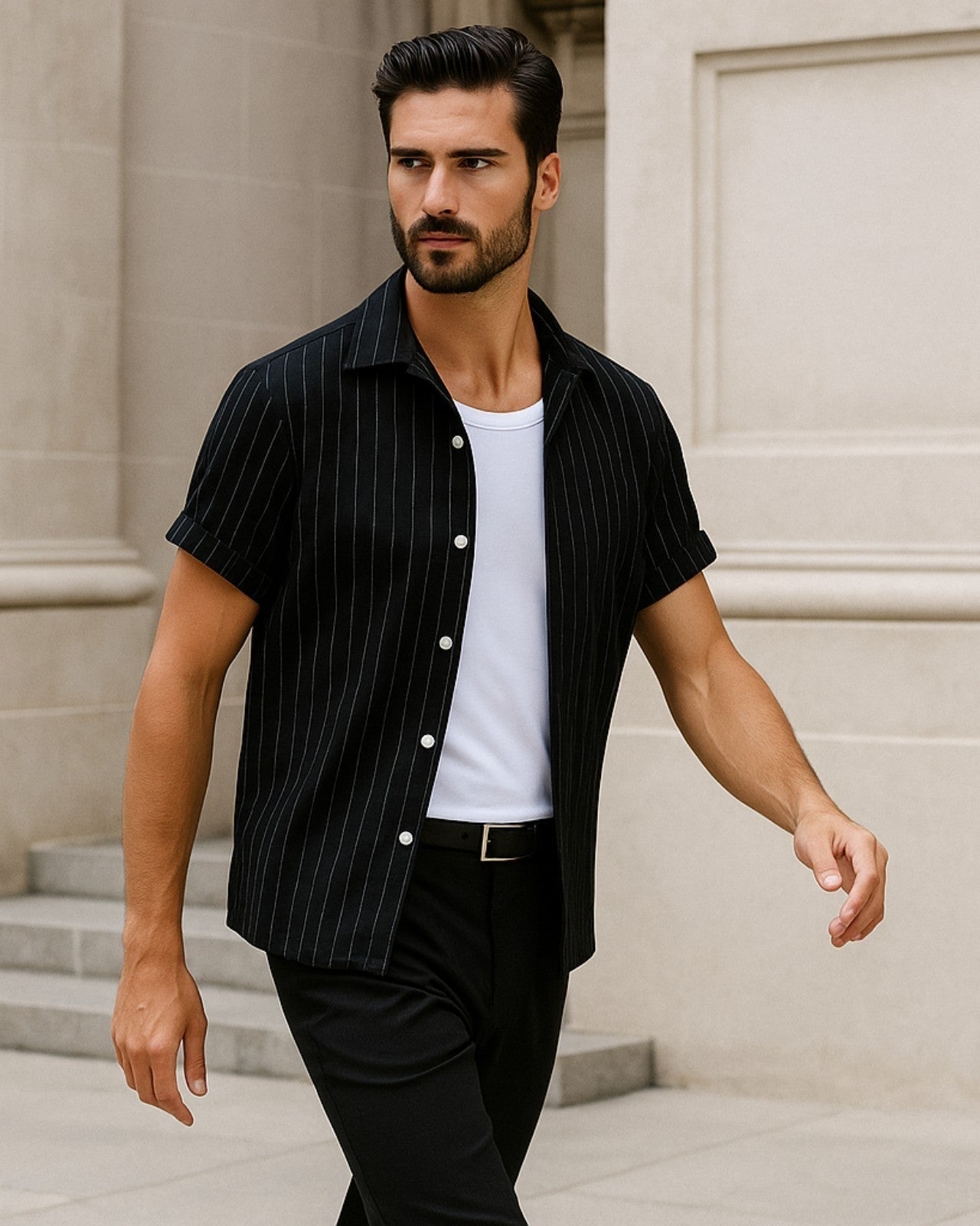Camicia Uomo Misto Lino e Poliestere Leggera Resistente
