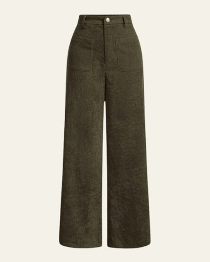 Pantaloni Donna in Velluto a Coste a Vita Alta