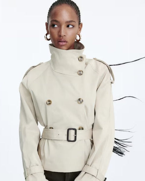 Trench Corto Donna in Twill Doppiopetto