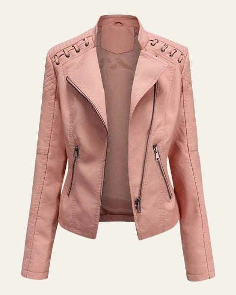 Giacca Donna in Pelle Vegana Rosa Cipria