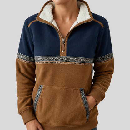 Alvette | Pullover con Mezza Zip e Collo Sherpa