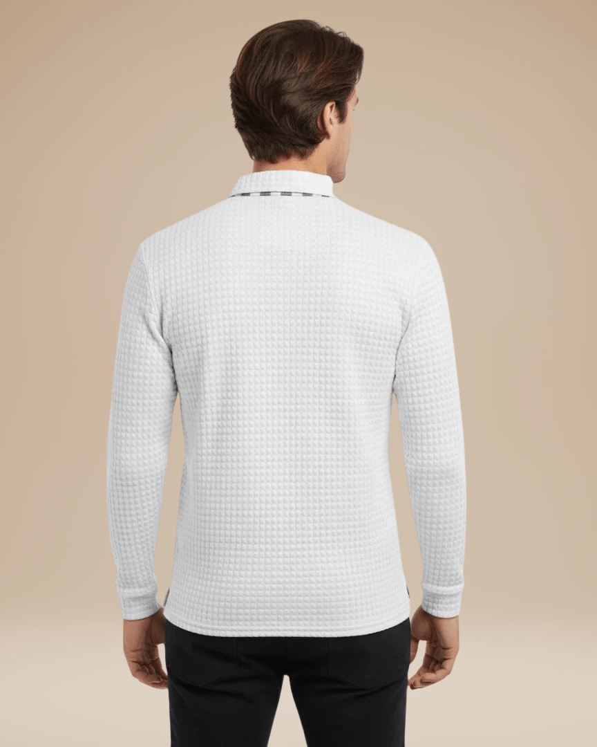 Polo Uomo Maniche Lunghe in Maglia a Nido d'Ape Calda Elegante