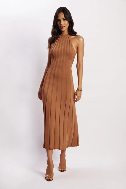 Abito Midi Donna Halter a Coste