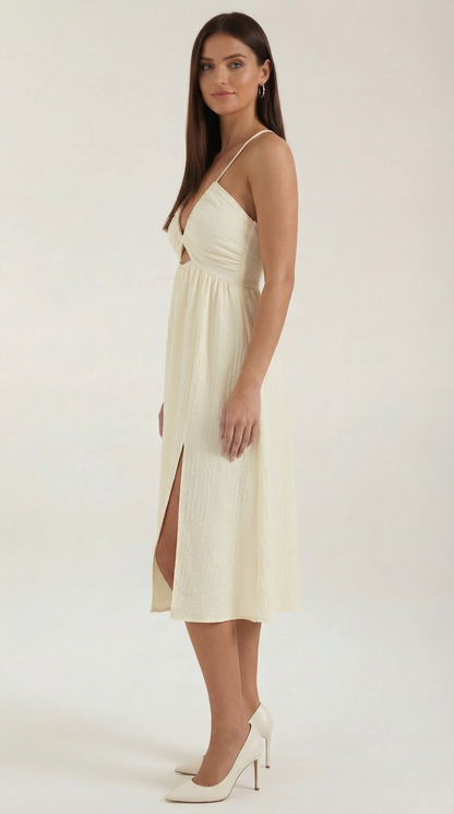 Abito Midi Donna con Cut-Out e Spacco Laterale