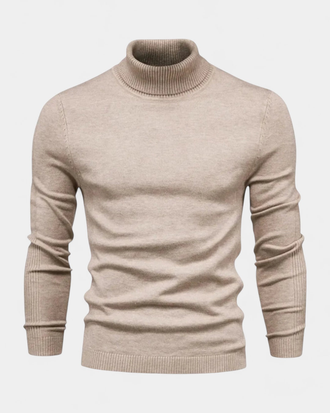 Maglione Dolcevita Uomo a Costine Slim Collo Alto Caldo